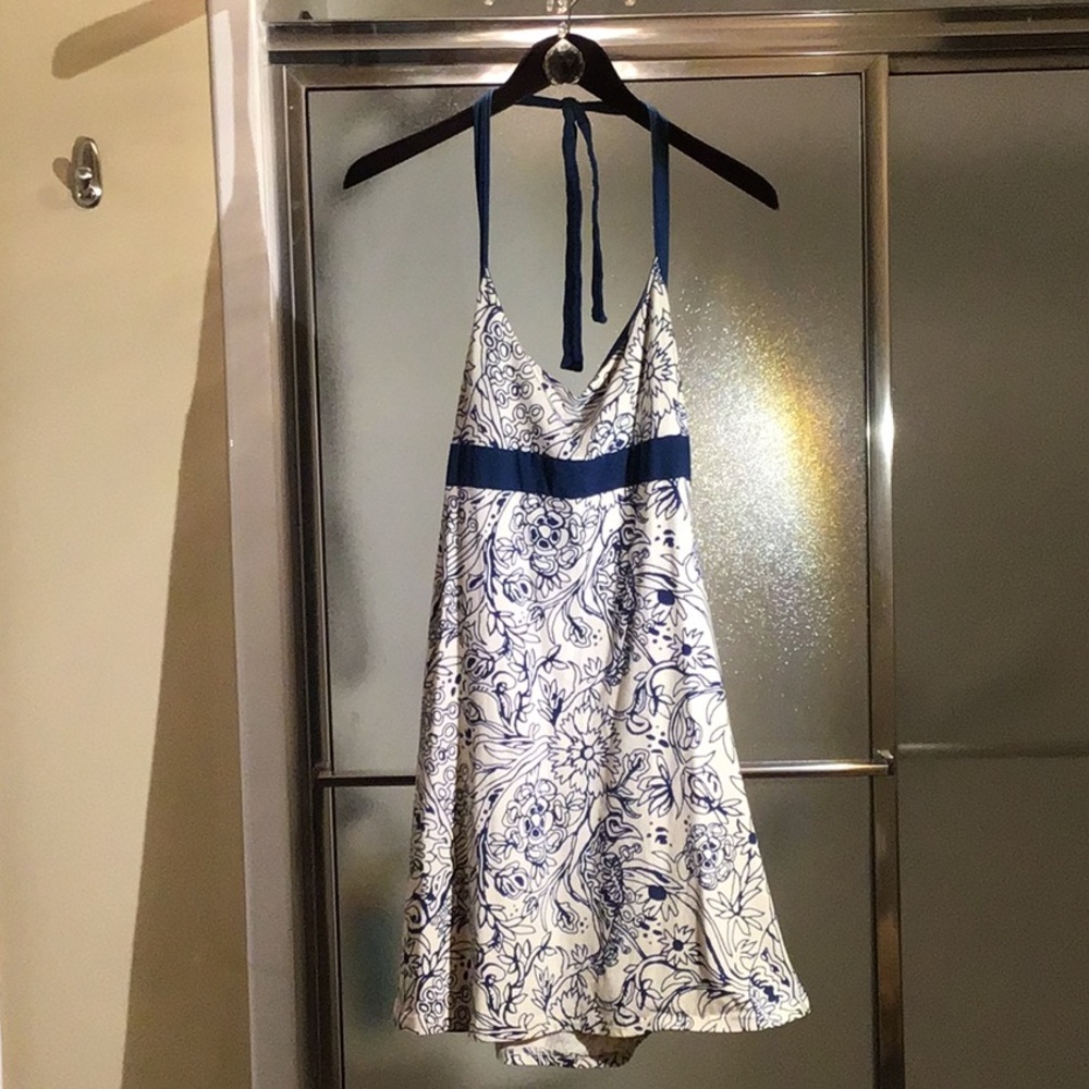 Teal above knee halter dress